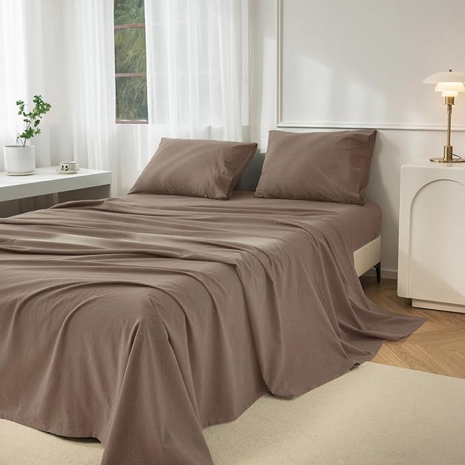 Linen Bed Sheet Set - Queen - 4 Piece
