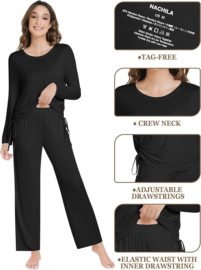 Women's Bamboo Pants Pajama Set - Long Sleeve - 2 Piece