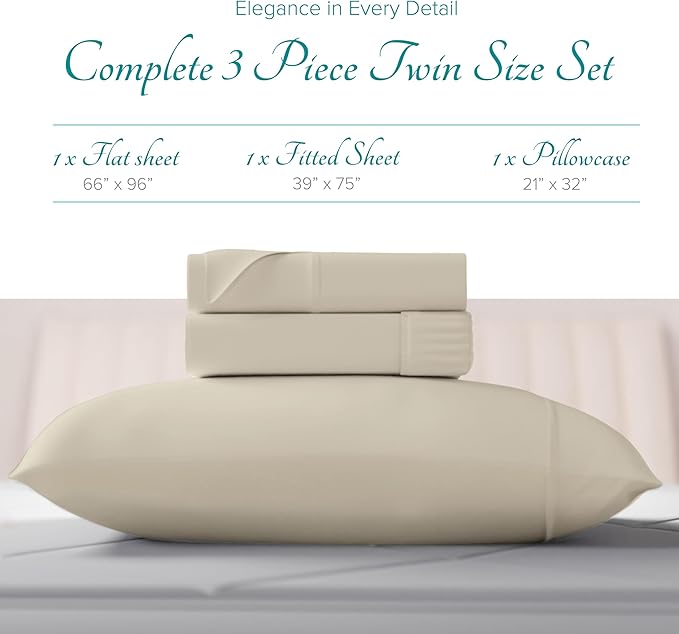 Linen Cooling Bed Sheet Set - Twin - 16 in Deep Pocket - 3 Piece