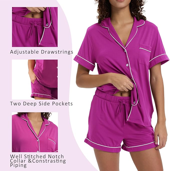 Women's Bamboo Cooling Pajama Set - Short Sleeve - 2 Piece