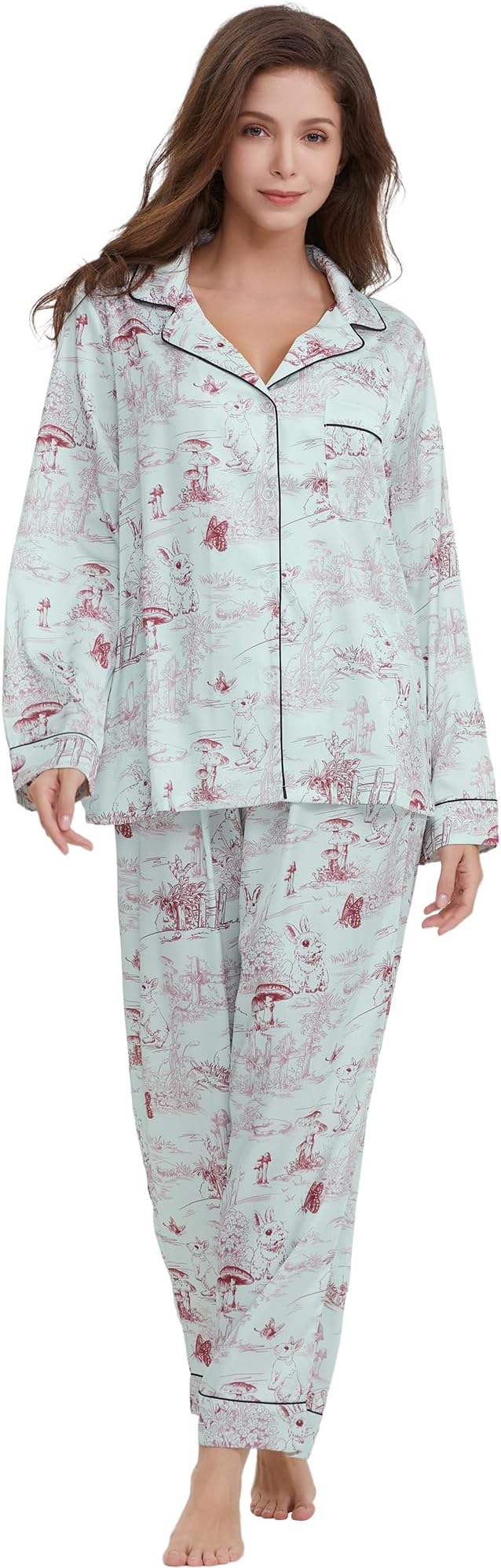 Satin Pajama Set - Long Sleeve - 2 Piece