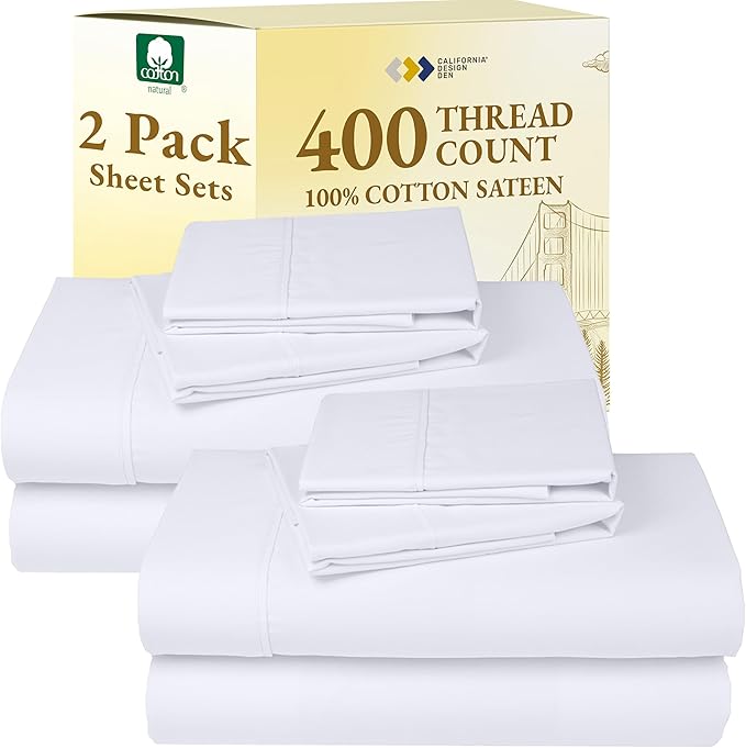 100% Cotton Bed Sheet Set - Queen - 2 Pack