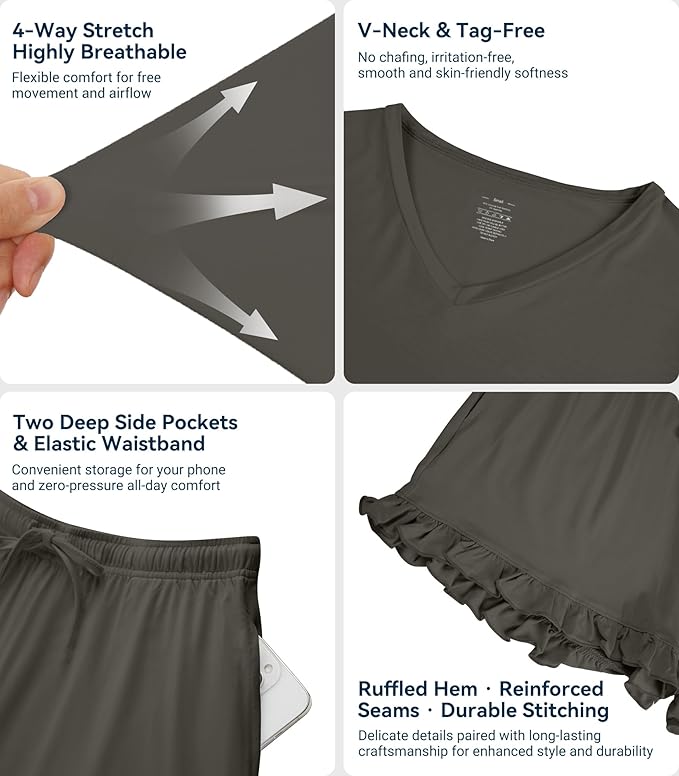 Bamboo Cooling Shorts Pajama Set - Short Sleeve - 2 Piece