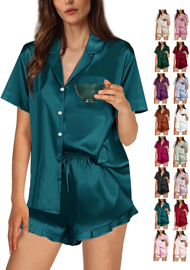 Women's Satin Pajama Set - 2 Piece