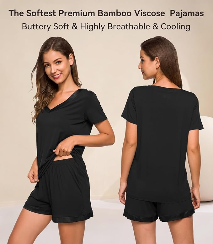 Women's Bamboo Cooling Pajama Set - Short Sleeve - 2 Piece