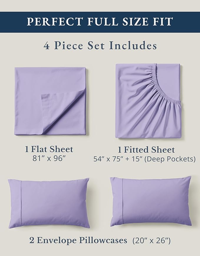 Linen Cooling Bed Sheet Set - Full - 4 Piece