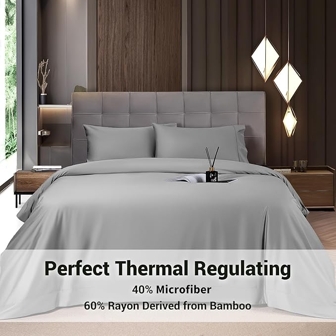 Bamboo Cooling Bed Sheet Set - California King - 4 Piece
