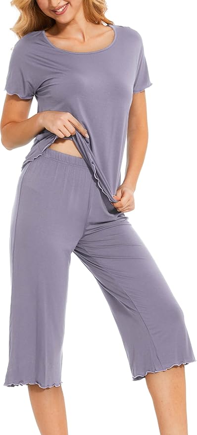 Bamboo Capri Pajama Set - Short Sleeve - 2 Piece