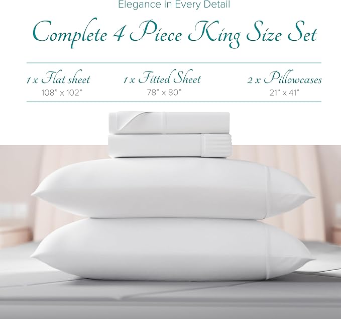 Linen Cooling Bed Sheet Set - King - 16 in Deep Pocket - 4 Piece