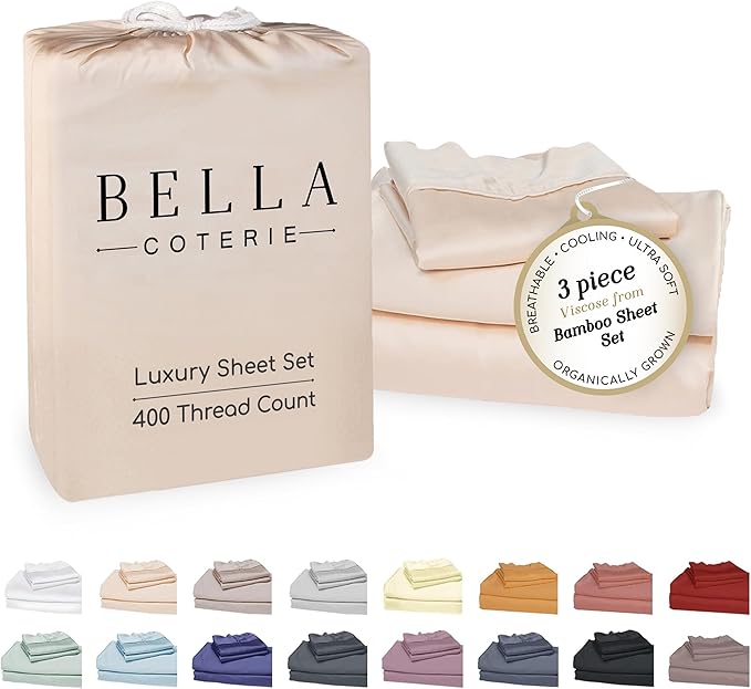 Bamboo Cooling Bed Sheet Set - Twin - 18 in Deep Pocket
