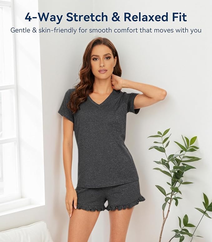 Bamboo Cooling Shorts Pajama Set - Short Sleeve - 2 Piece