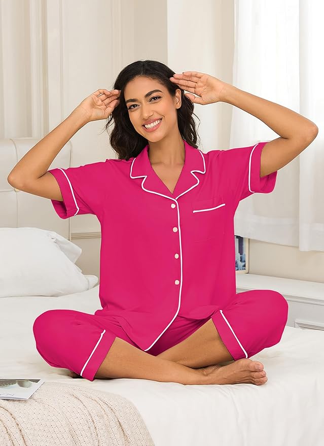 Women's Capri Pajama Set - Short Sleeve