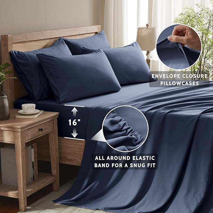 Cooling Bed Sheet Set - King - 16 in Deep Pocket - 6 Piece