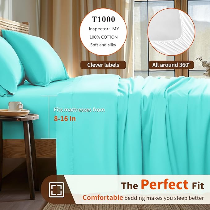 Bed Sheet Set - Full - 16 in Deep Pocket - 4 Piece