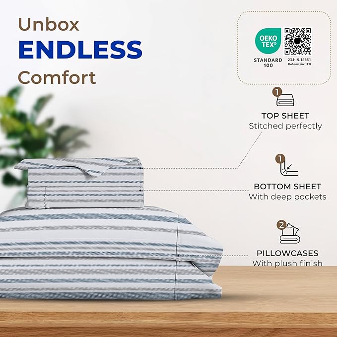 Cooling Bed Sheet Set - King - 16 in Deep Pocket - 4 Piece
