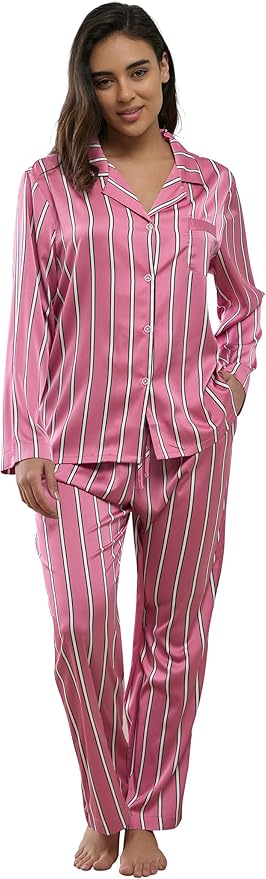 Satin Pajama Set - Long Sleeve - 2 Piece