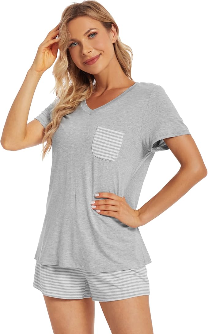 Bamboo Cooling Shorts Pajama Set - Short Sleeve - 2 Piece