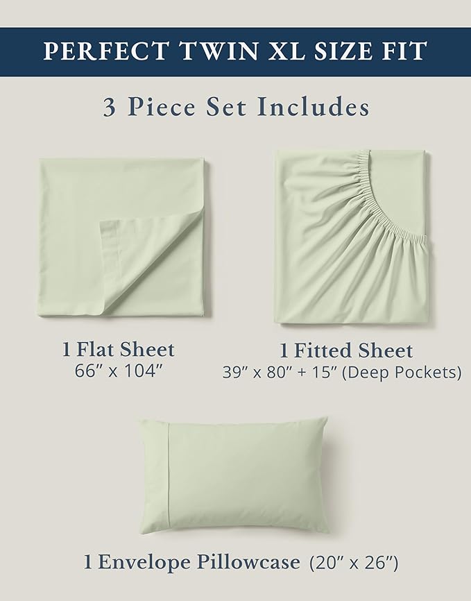 Linen Bed Sheet Set - Twin XL - 3 Piece