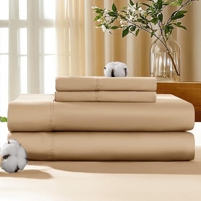 100% Cotton Bed Sheet Set - Queen - 4 Piece