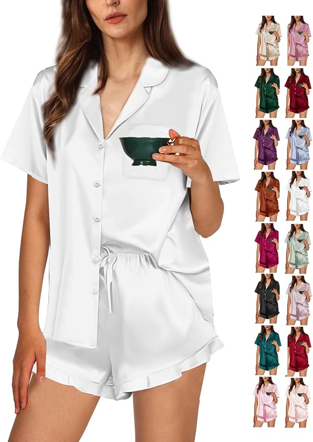Women's Satin Pajama Set - 2 Piece