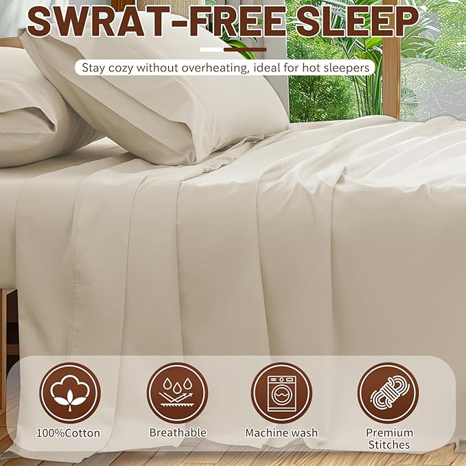 Linen Bed Sheet Set - King - 4 Piece