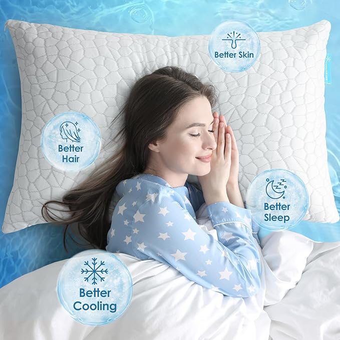 Memory Foam Cooling Bed Pillow - King - 2 Piece