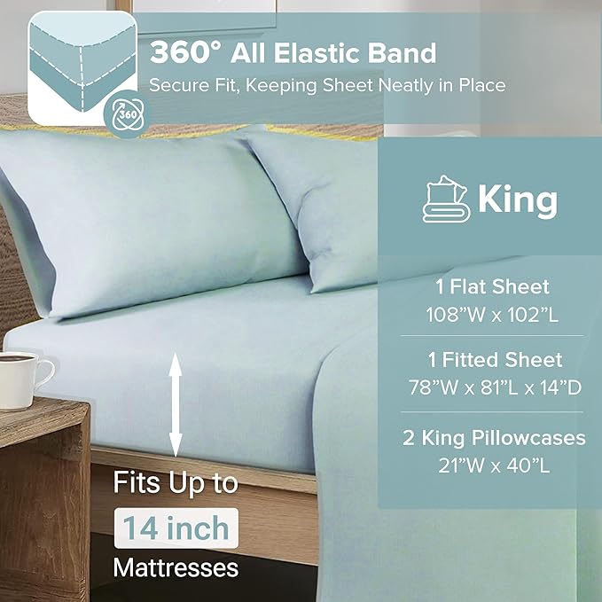 Flannel Bed Sheet Set - King - 4 Piece