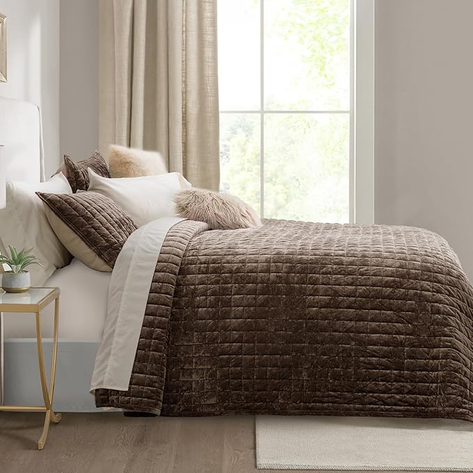 Velvet Bedspreads Coverlets Set - King