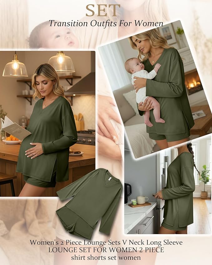 Women's Shorts Pajama Set - Long Sleeve - 2 Piece