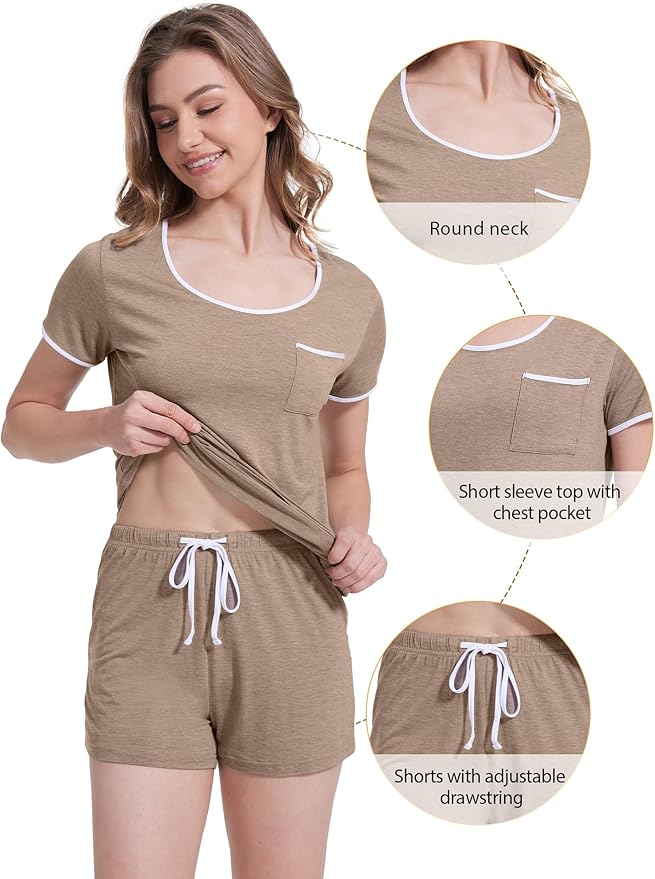 Women's Bamboo Cooling Pajama Set - Short Sleeve - 2 Piece