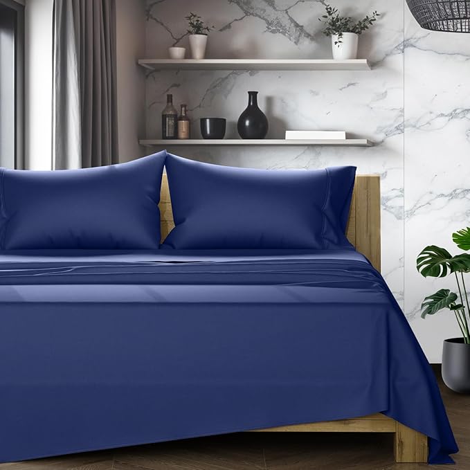 Linen Cooling Bed Sheet Set - California King - 17 in Deep Pocket - 4 Piece