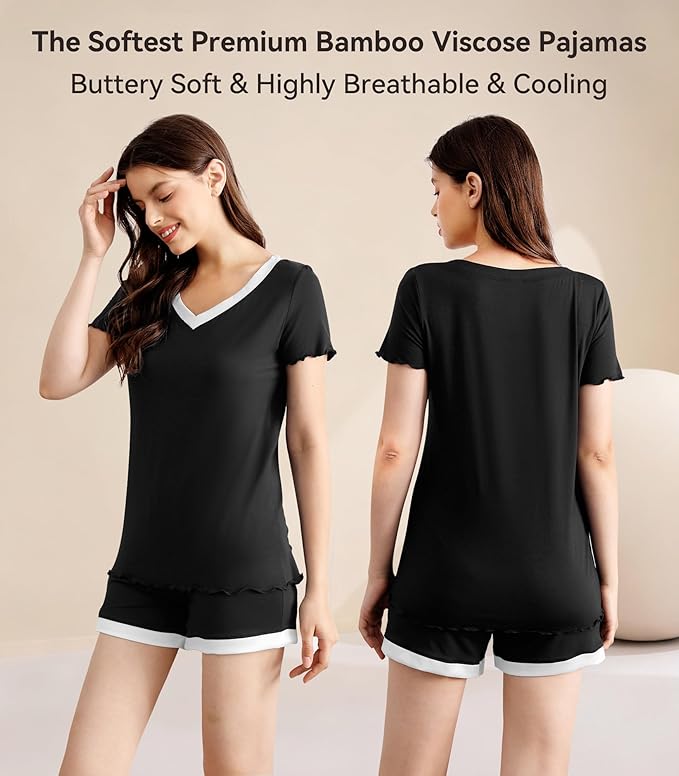 Women's Bamboo Cooling Pajama Set - Short Sleeve - 2 Piece