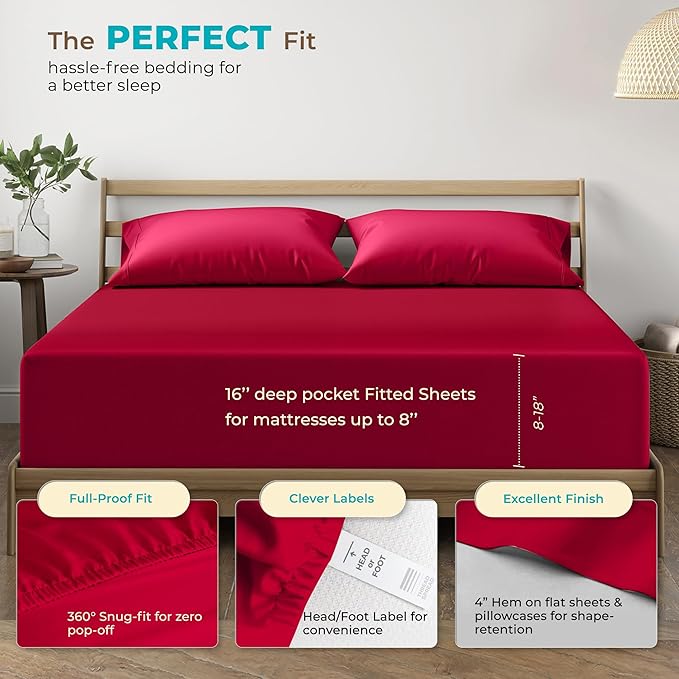 Cooling Bed Sheet Set - Twin XL - 16 in Deep Pocket - 3 Piece