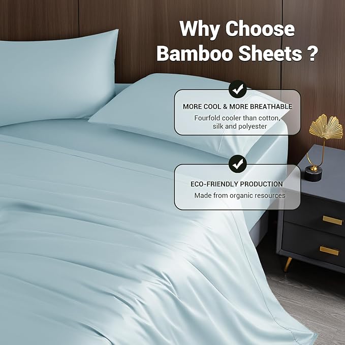 Bamboo Cooling Bed Sheet Set - Queen - 4 Piece