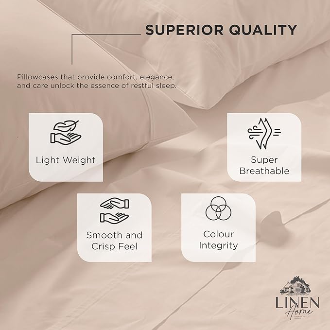 100% Cotton Pillowcase Set - King - 2 Piece