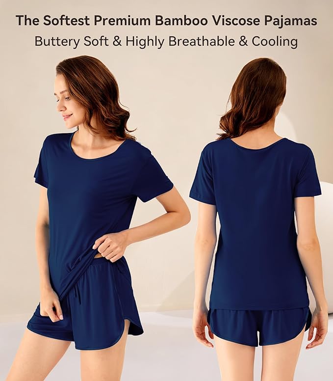 Women's Bamboo Cooling Pajama Set - Short Sleeve - 2 Piece
