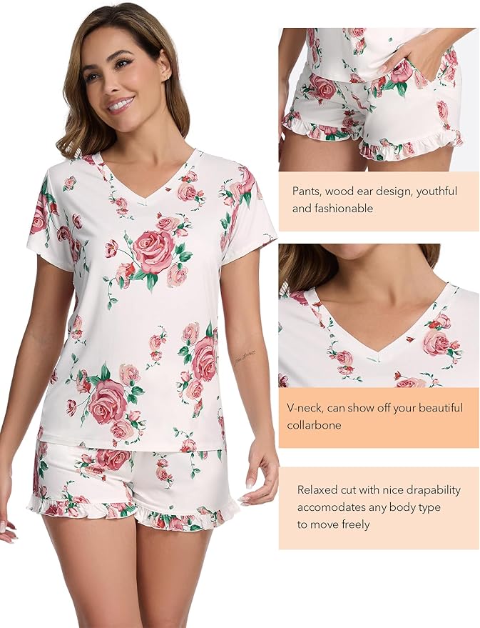 Bamboo Cooling Shorts Pajama Set - Short Sleeve - 2 Piece