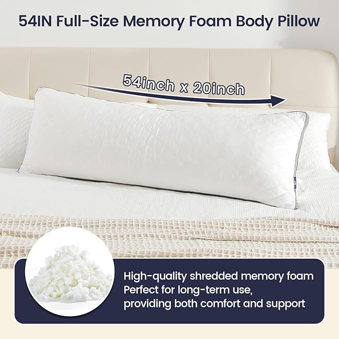 Memory Foam Body Pillow - Full - 20 x 54 in