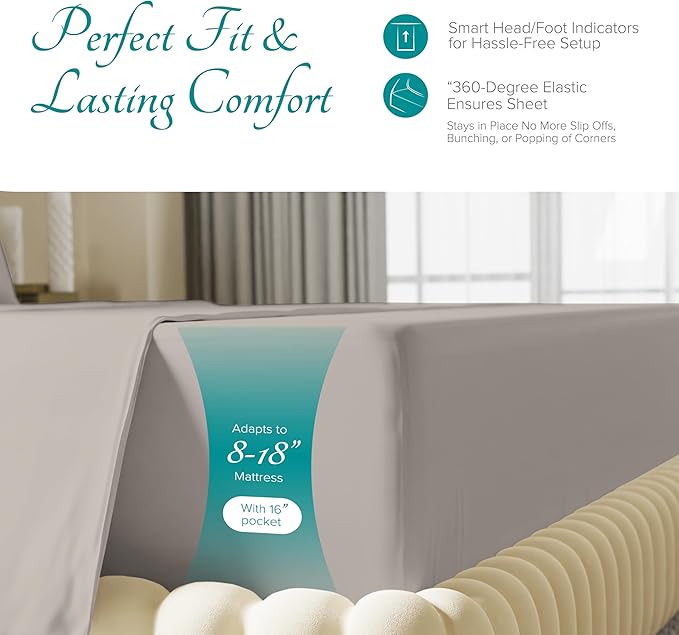 Linen Cooling Bed Sheet Set - King - 16 in Deep Pocket - 4 Piece