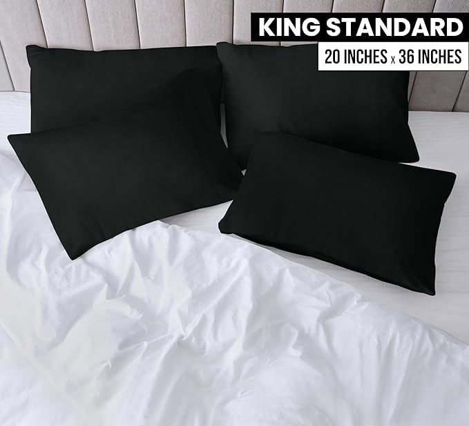 Microfiber Pillowcase Set - King - 20 x 36 in - 4 Pack