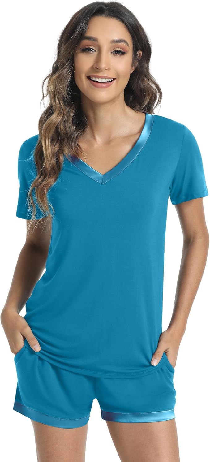 Women's Bamboo Cooling Pajama Set - Short Sleeve - 2 Piece