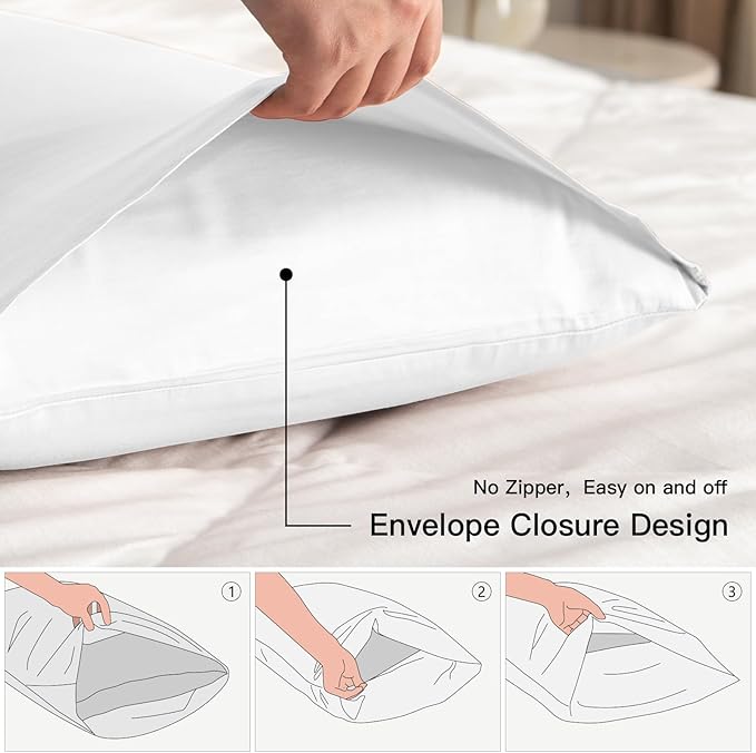 100% Cotton Pillowcase Set - King - 20 x 36 in - 2 Piece
