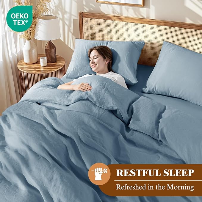 Linen Duvet Cover Set - California King - 3 Piece