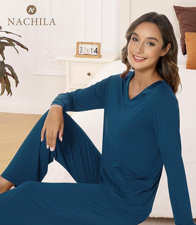 Women's Bamboo Pants Pajama Set - Long Sleeve - 2 Piece