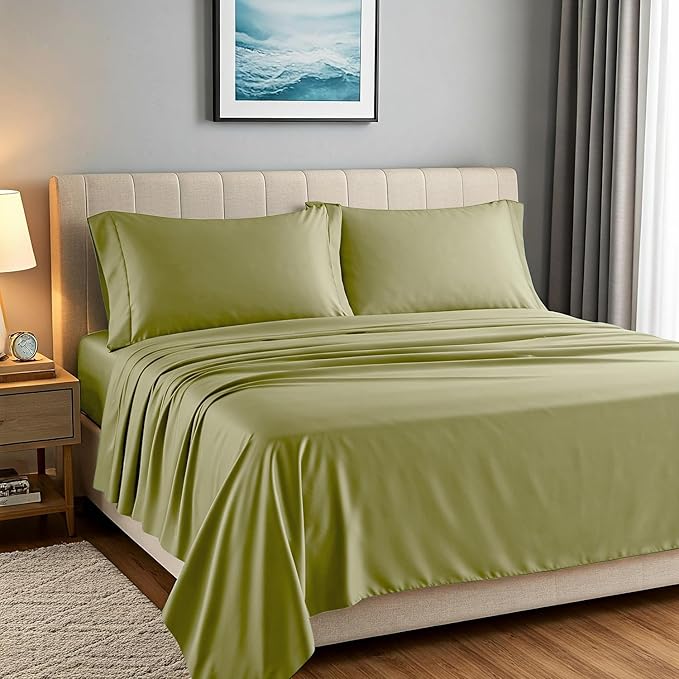 Linen Cooling Bed Sheet Set - King - 17 in Deep Pocket - 4 Piece