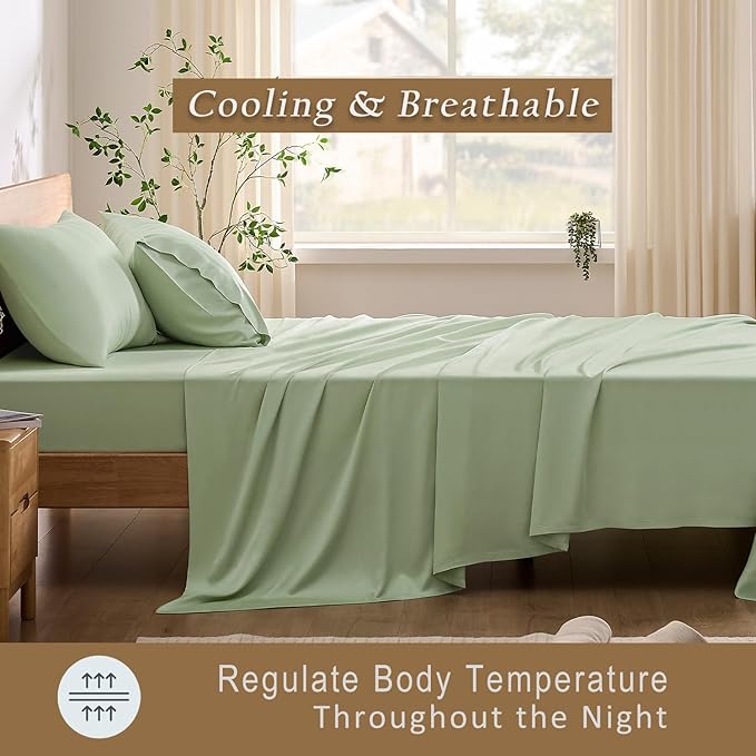 Bamboo Cooling Bed Sheet Set - King - 4 Piece