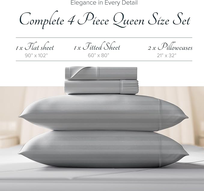 Linen Bed Sheet Set - Queen - 19 in Deep Pocket - 4 Piece