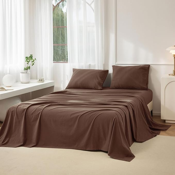 Linen Bed Sheet Set - King - 4 Piece
