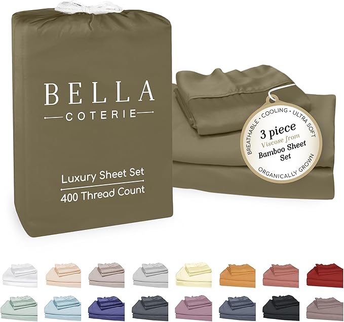 Bamboo Cooling Bed Sheet Set - Twin - 18 in Deep Pocket