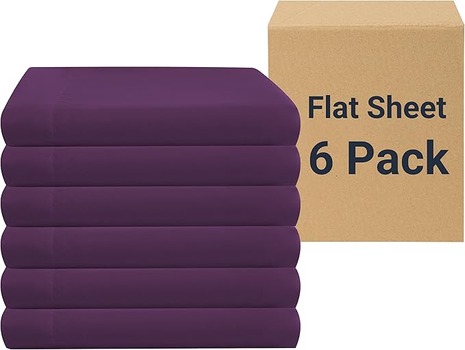 Microfiber Hypoallergenic Flat Sheet - Queen - 6 Pack